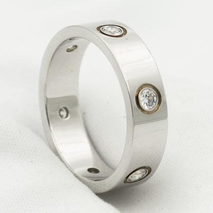 [⭐JeweliWhal]LOVE RING 5.5MM 6 DIAMONDS SILVER