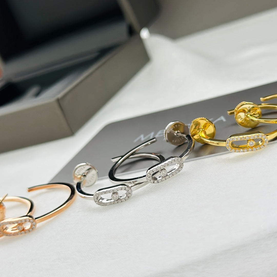 [⭐JeweliWhal]CREOLES MOVE UNO PM DIAMOND EARRINGS
