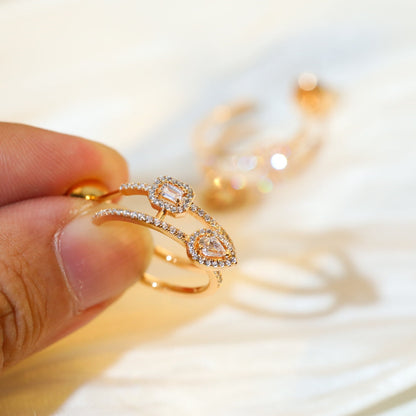 [⭐JeweliWhal]CREOLES MY TWIN 2 RANGS SILVER DIAMOND EARRINGS
