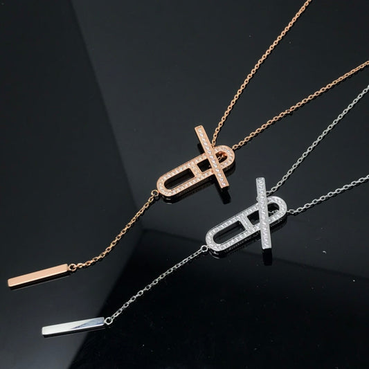 [⭐JeweliWhal]HM NECKLACE PLATINUM ROSE GOLD DIAMOND