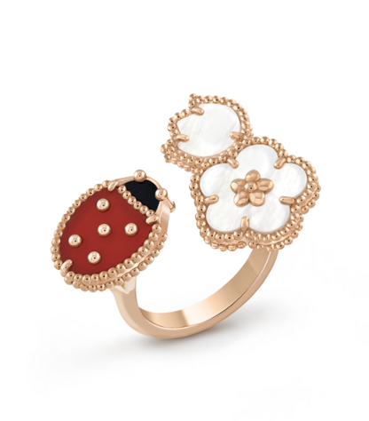 [⭐JeweliWhal]LUCKY 3 MOTIF ROSE GOLD RING