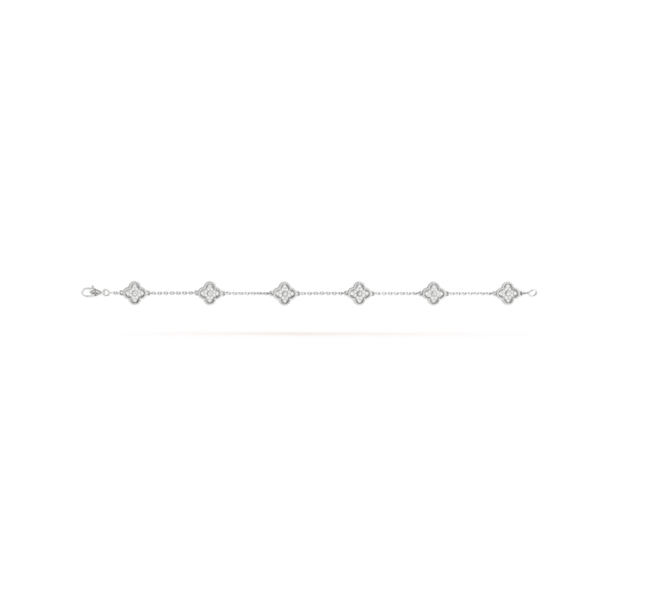 [⭐JeweliWhal]CLOVER 6 MOTIF SILVER DIAMOND BRACELET