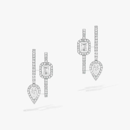 [⭐JeweliWhal]CREOLES MY TWIN 2 RANGS SILVER DIAMOND EARRINGS