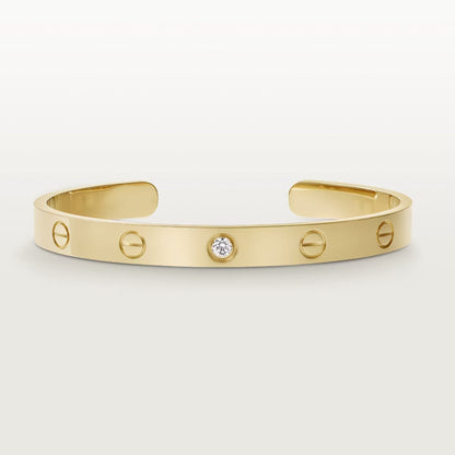 [⭐JeweliWhal]LOVE BRACELET 6.1MM 1 DIAMOND OPEN CUFF