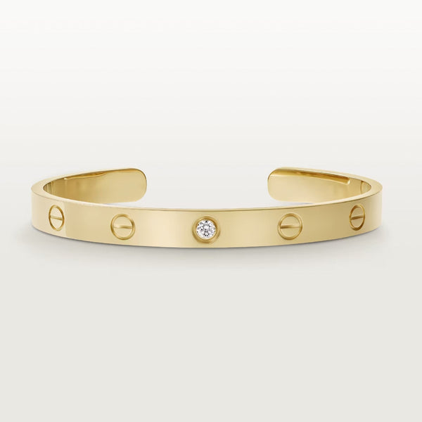 [⭐JeweliWhal]LOVE BRACELET 6.1MM 1 DIAMOND OPEN CUFF