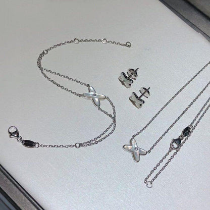 [⭐JeweliWhal]JEUX BRACELET WHITE MOP SILVER 1 DIAMOND