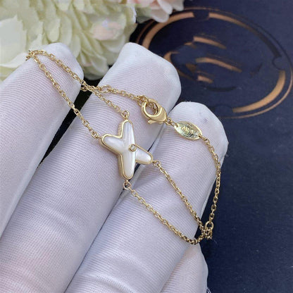 [⭐JeweliWhal]JEUX BRACELET WHITE MOP GOLD 1 DIAMOND