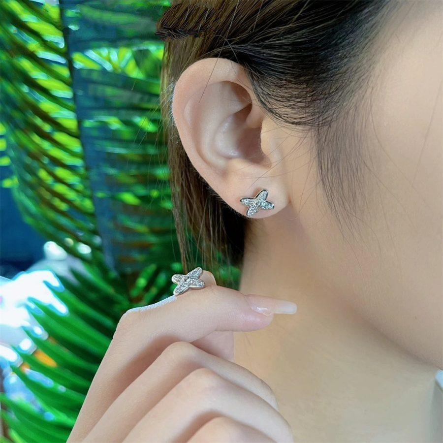 [⭐JeweliWhal]JEUX DE SILVER DIAMOND EARRINGS