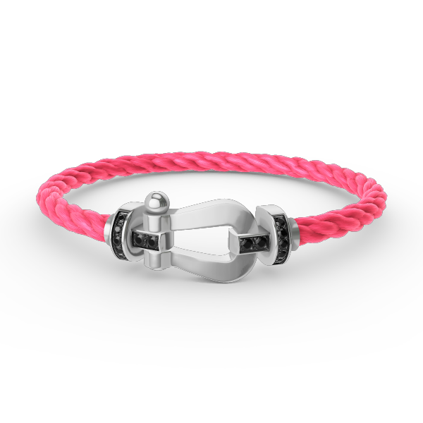 [⭐JeweliWhal]FORCE LARGE HORSESHOE BLACK DIAMOND BRACELET SILVER