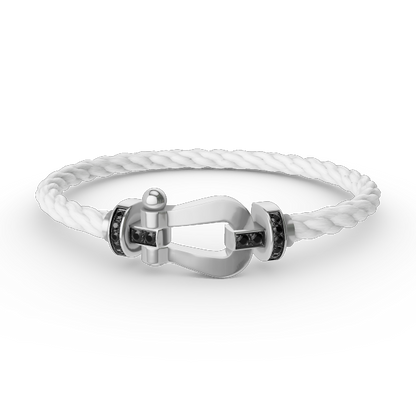 [⭐JeweliWhal]FORCE LARGE HORSESHOE BLACK DIAMOND BRACELET SILVER