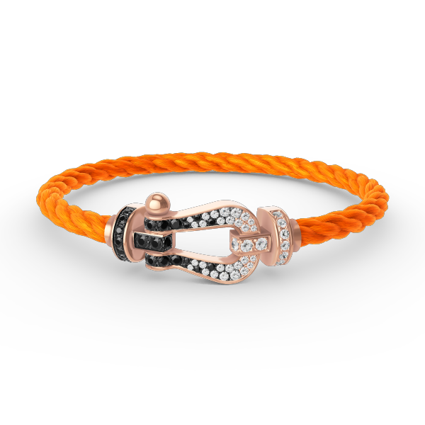 [⭐JeweliWhal]FORCE LARGE HORSESHOE BLACK WHITE DIAMOND BRACELET ROSE GOLD