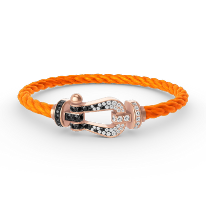 [⭐JeweliWhal]FORCE LARGE HORSESHOE BLACK WHITE DIAMOND BRACELET ROSE GOLD
