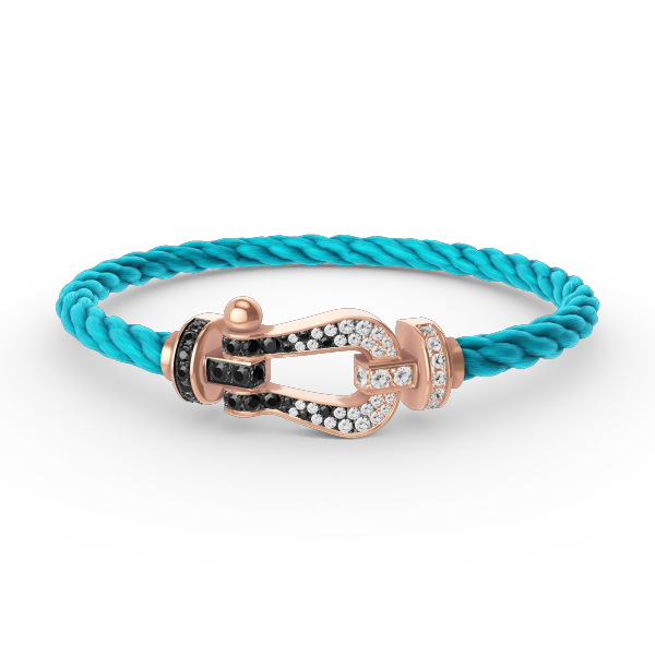[⭐JeweliWhal]FORCE LARGE HORSESHOE BLACK WHITE DIAMOND BRACELET ROSE GOLD