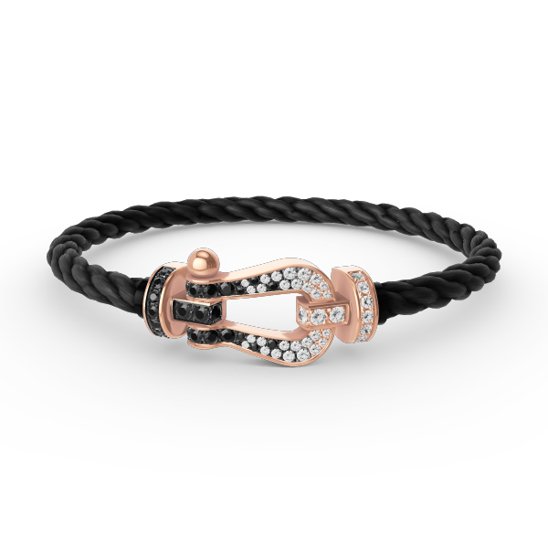 [⭐JeweliWhal]FORCE LARGE HORSESHOE BLACK WHITE DIAMOND BRACELET ROSE GOLD