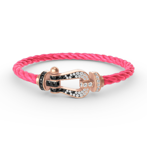 [⭐JeweliWhal]FORCE LARGE HORSESHOE BLACK WHITE DIAMOND BRACELET ROSE GOLD
