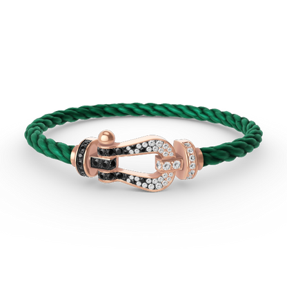 [⭐JeweliWhal]FORCE LARGE HORSESHOE BLACK WHITE DIAMOND BRACELET ROSE GOLD