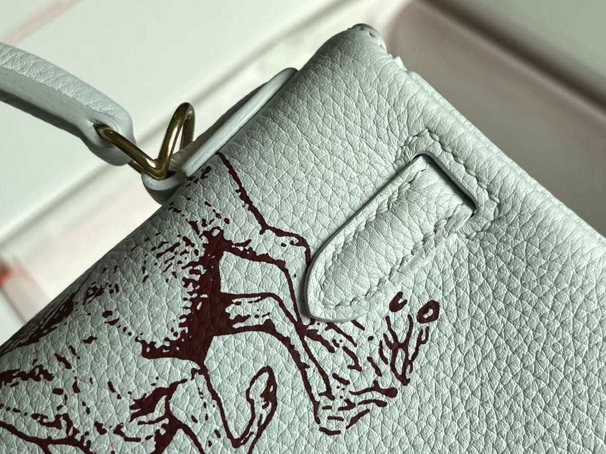 BIRKIN 25 BAG IN WHITE CALFSKIN WITH COLORFUL STICKER 228763 (MADE-TO-ODER)