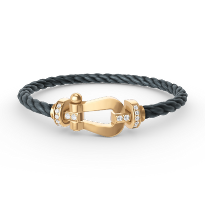 [⭐JeweliWhal]FORCE LARGE HORSESHOE HALF DIAMOND BRACELET GOLD