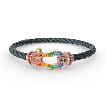 [⭐JeweliWhal]FORCE LARGE HORSESHOE  COLORED DIAMOND BRACELET ROSE GOLD