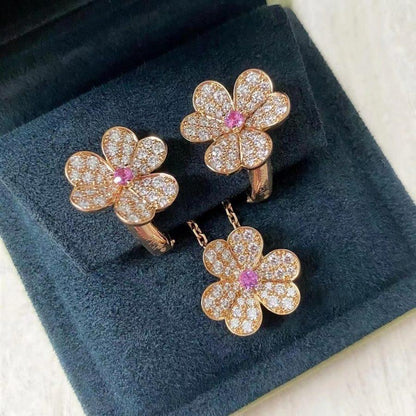 [⭐JeweliWhal]FRIVOLE PINK GOLD FLOWER DIAMOND EARRINGS