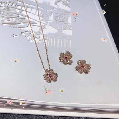[⭐JeweliWhal]FRIVOLE PINK GOLD FLOWER DIAMOND EARRINGS