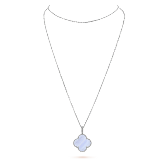 [⭐JeweliWhal]CLOVER SILVER CHALCEDONY BIG CLOVER NECKLACE