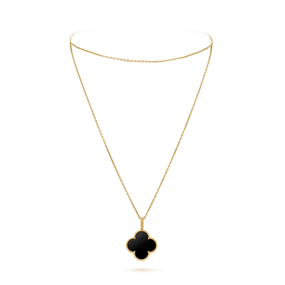 [⭐JeweliWhal]CLOVER 25MM GOLD ONYX BIG CLOVER NECKLACE