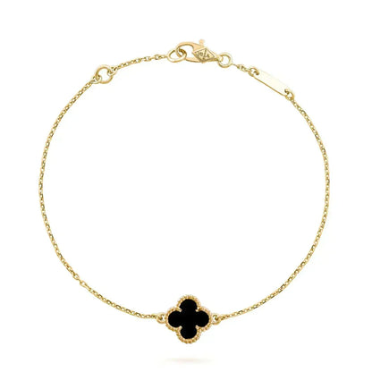 [⭐JeweliWhal]CLOVER ONYX SINGLE FLOWER BRACELET