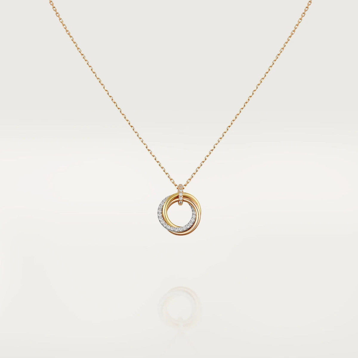 [⭐JeweliWhal]TRINITY NECKLACE SILVER GOLD PINK GOLD DIAMONDS