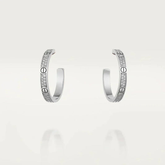 [⭐JeweliWhal]LOVE DIAMOND SILVER HOOP EARRINGS
